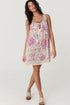 Multicolour Floral Print Fringed Tie U Neck Sleeveless Mini Dress